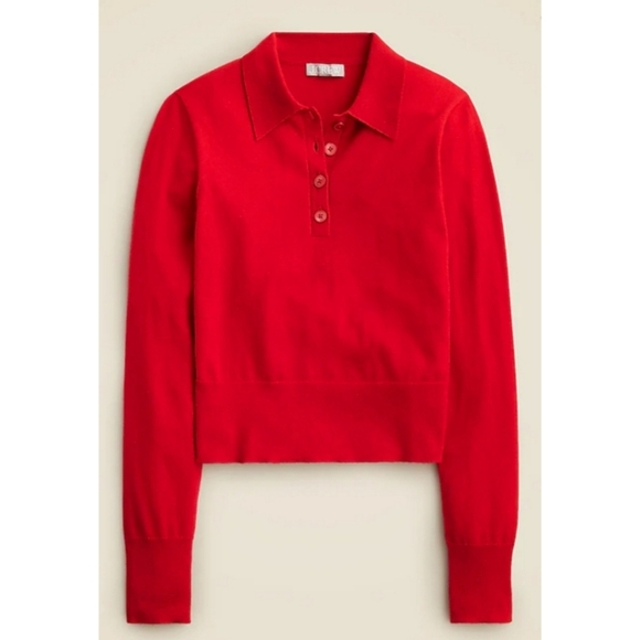 J.Crew Featherweight Cashmere-Blend Long-Sleeve Polo Shirt - Picture 3 of 8
